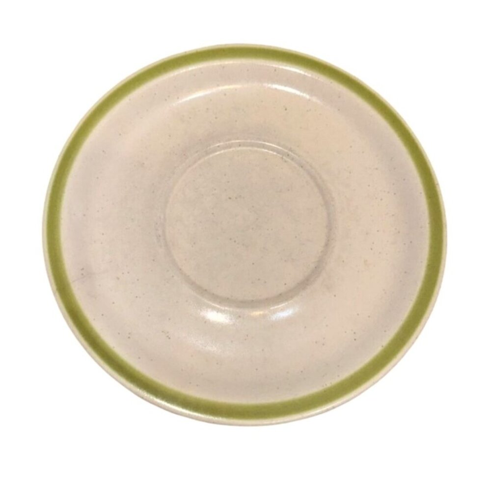 Vintage Stoneware Plate With Green Rim